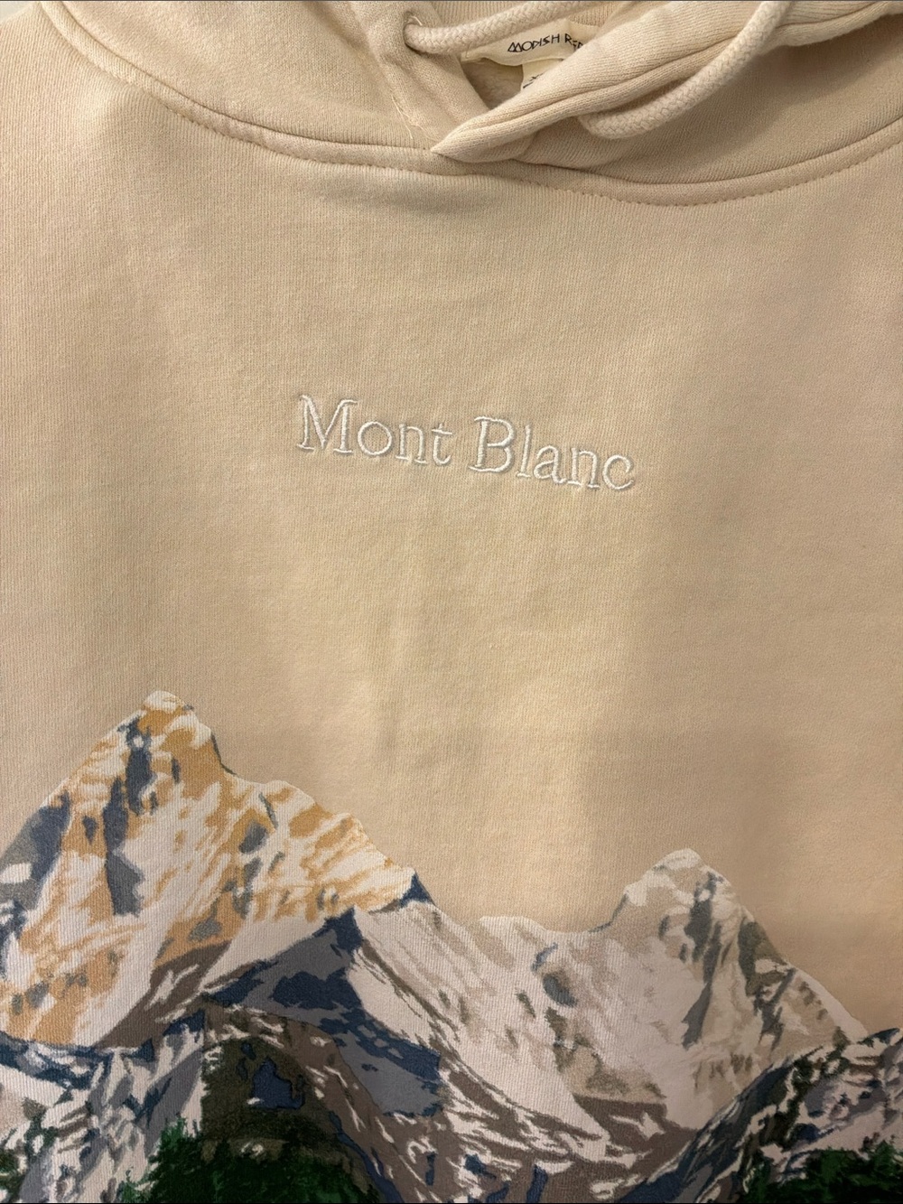 Modish Rebel Mont Blanc Cream Mountain Graphic Hoodie
